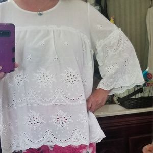 White lace detail blouse